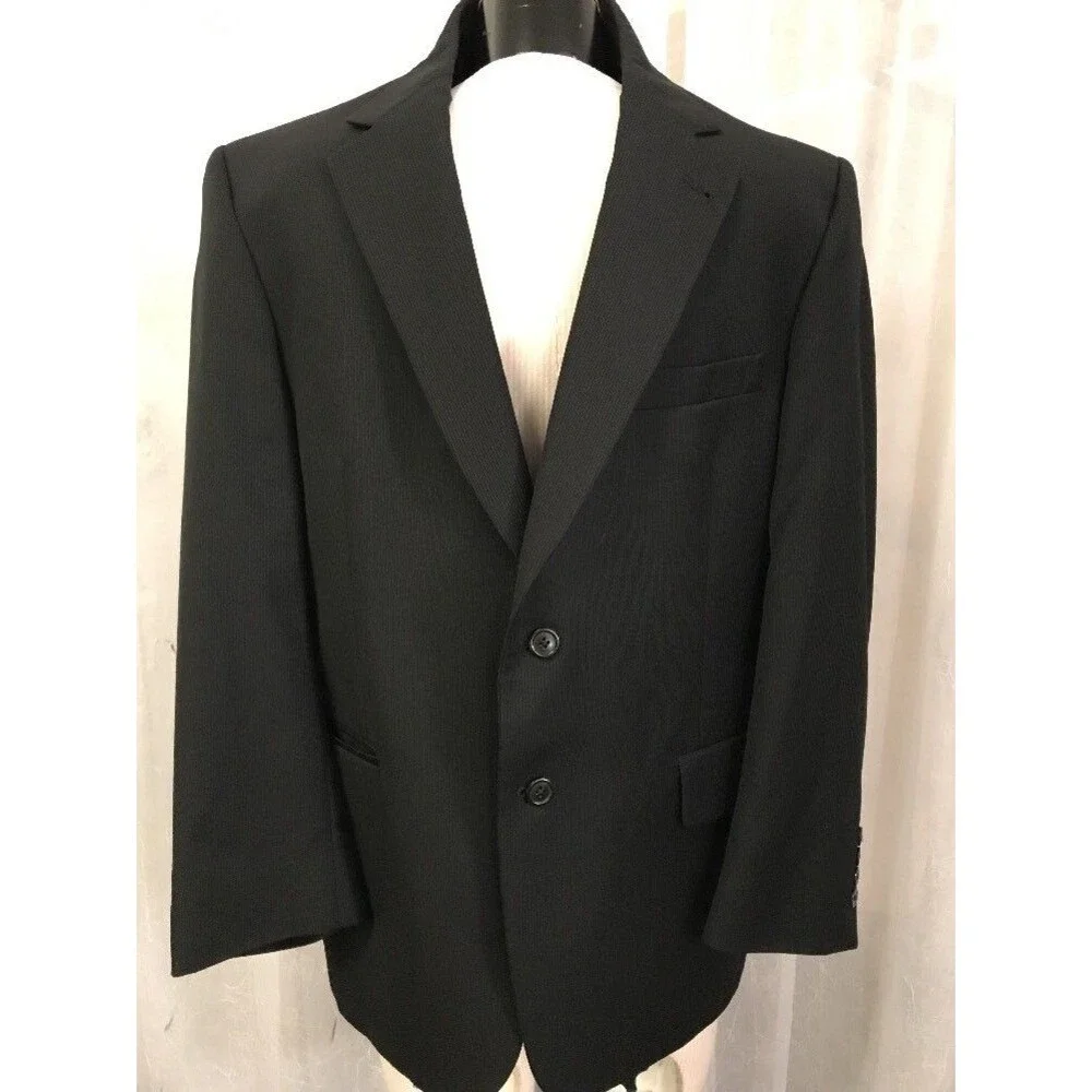 Jos. A. Bank Men's Blazer Signature Collection Black Lined Wool Blazer Size 42S